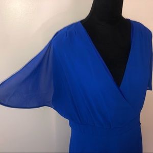 Jessica Howard Cobalt Blue Butterfly Sleeve and High-Low Cut Dress